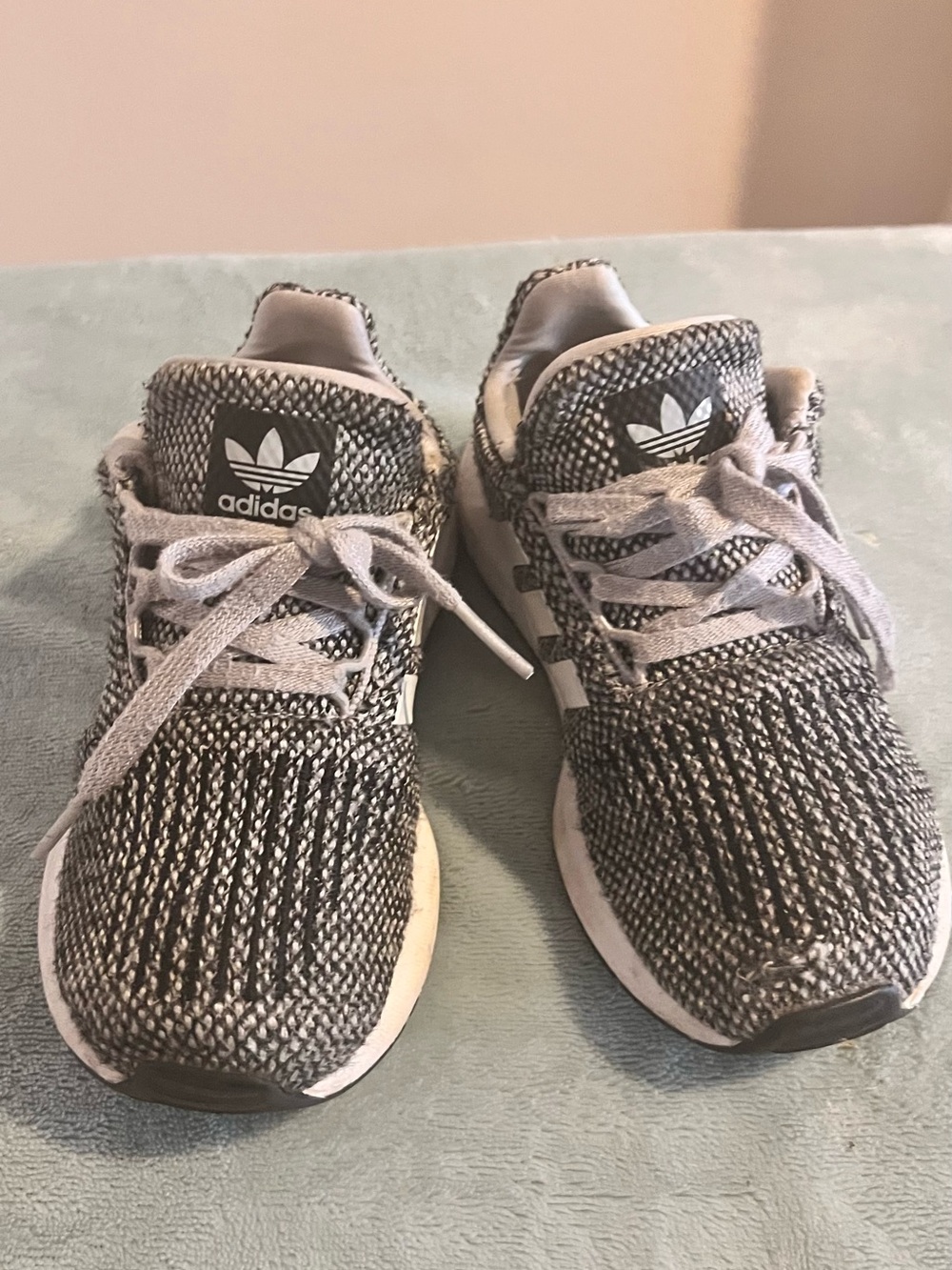 adidas Kids Black and White Knit Sneakers